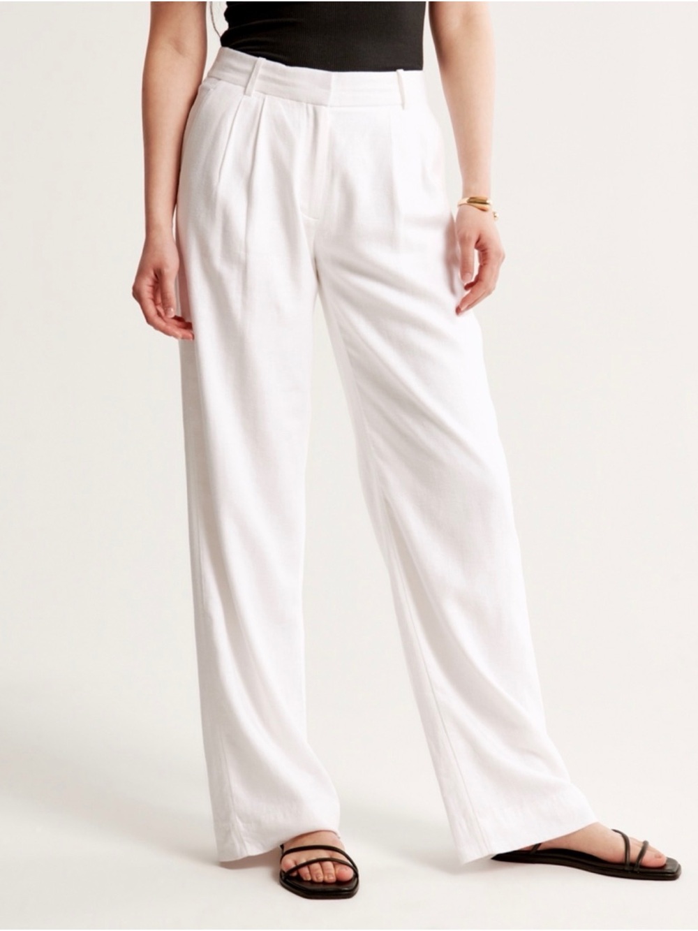 Abercrombie & Fitch White High-Waist Wide-Leg Pants